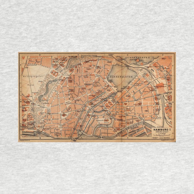 Vintage Map of Hamburg Germany (1910) by Bravuramedia